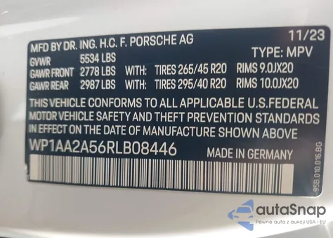 2024 Porsche Macan T z USA, uszkodzony, nr VIN WP1AA2A56RLB08446